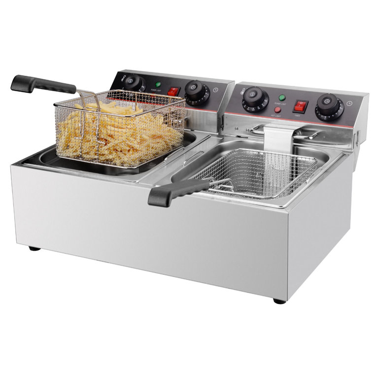 Hakka Food Processing Hakka 6Lx2 Commercial Stainless Steel Deep Fryers